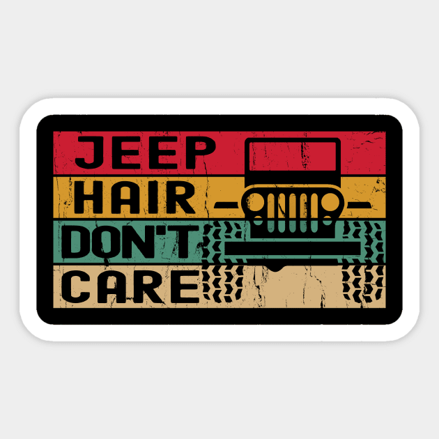 Jeep Hair Don't Care Vintage Jeep Retro Color Jeep Jeeps Lover Sticker by Jane Sky